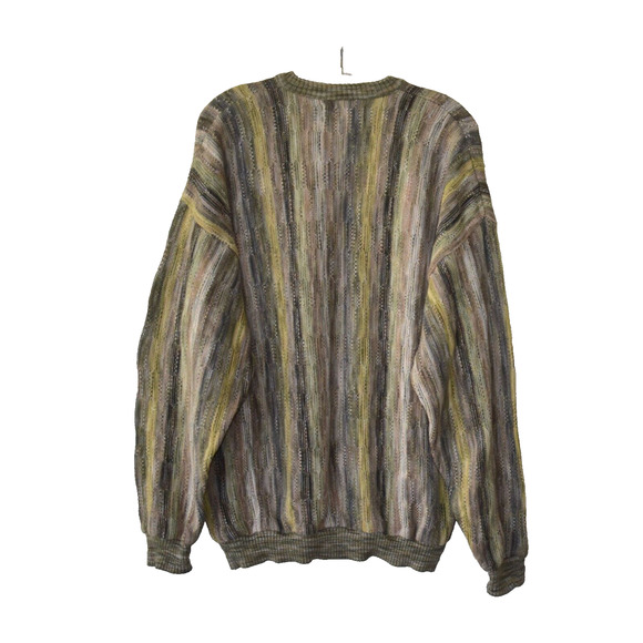 A8 Auth TUNDRA Coogi Style Cotton Knit Multicolor V Neck Pullover Sweater Sz XL - Picture 2 of 6